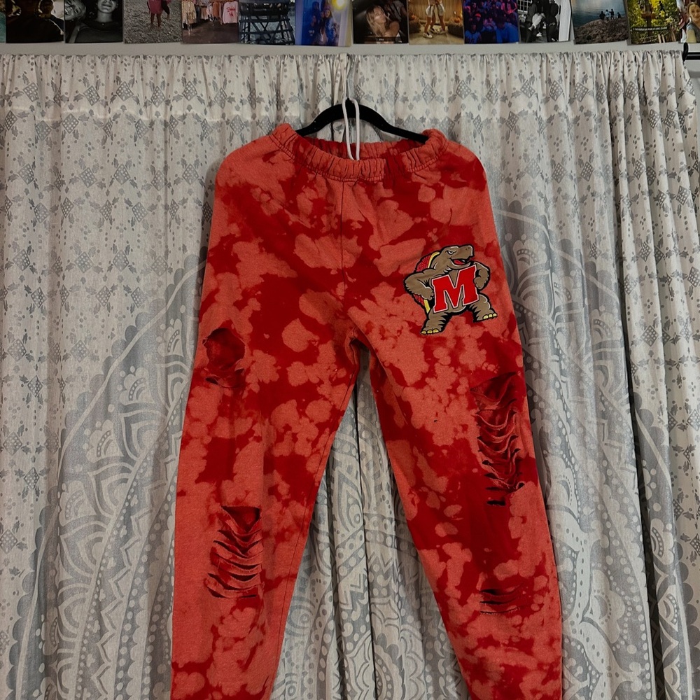 Red Tie-Dye Kids Joggers with Logo